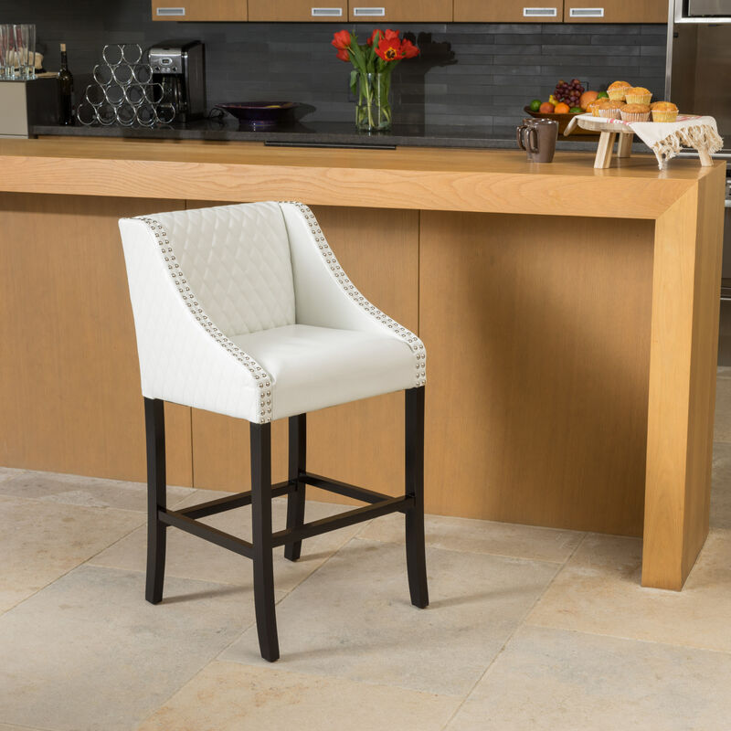 Filton Ivory Quilted Stools Transitional Elegance and Comfort