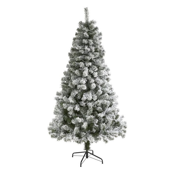 Nearly Natural Flocked West Virginia Fir Artificial Christmas Tree