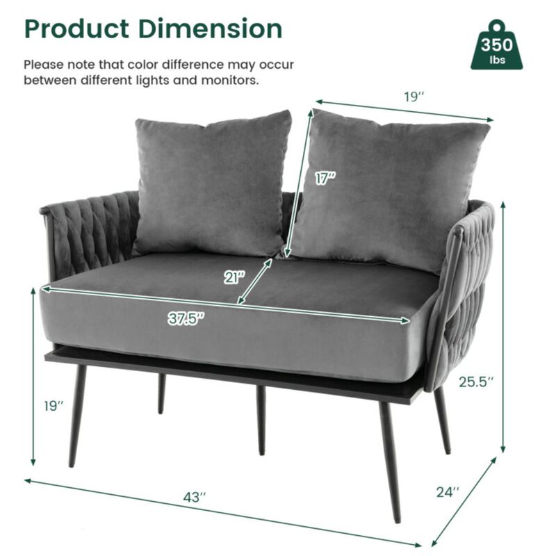 Hivvago Modern Loveseat Sofa Upholstered Dutch Velvet Sofa Couch