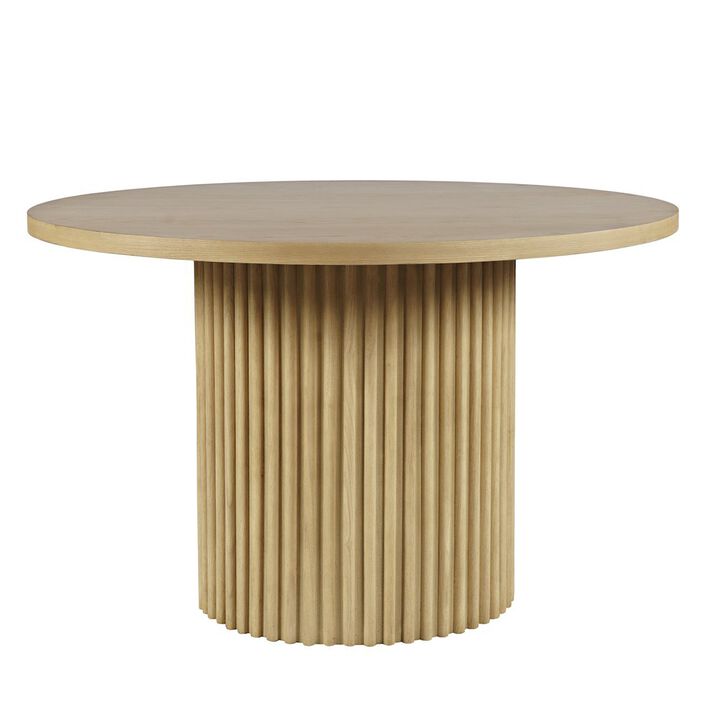 Jofran Auden 48 Round Mid-Century Modern Fluted Pedestal Base Dining Table