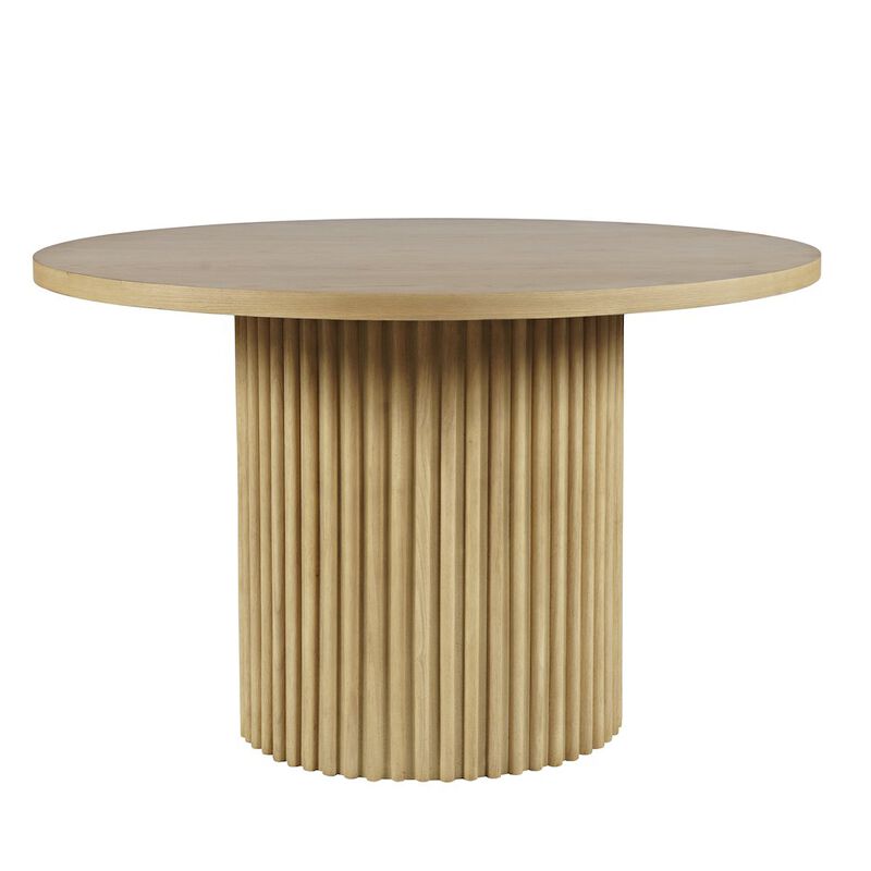 Jofran Auden 48 Round Mid-Century Modern Fluted Pedestal Base Dining Table