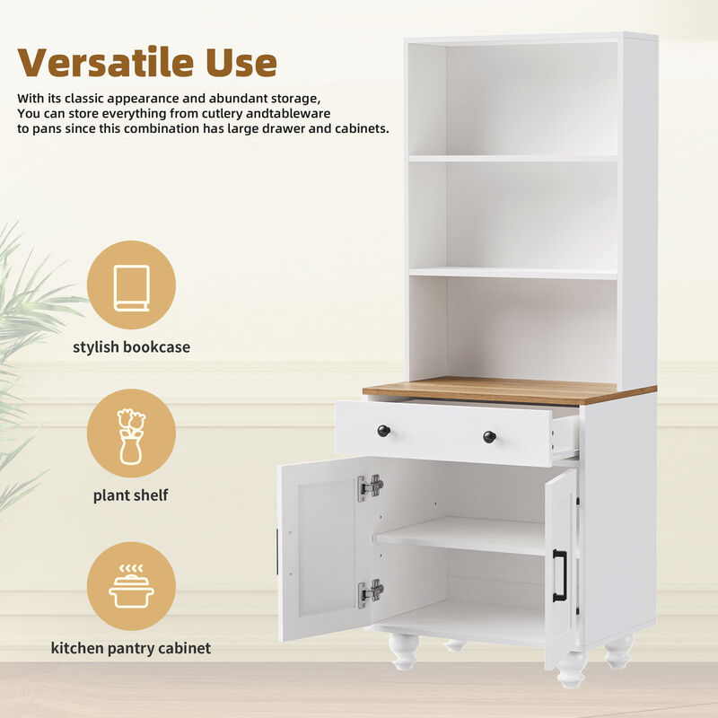 Merax Farmhouse TV Stand with Bookshelves Set