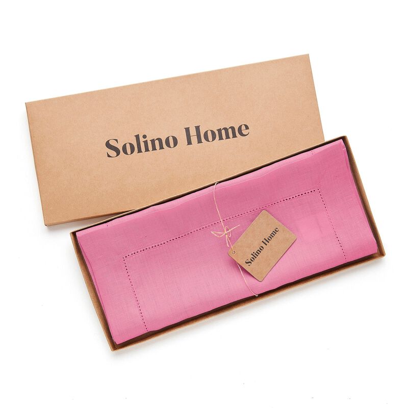 Solino Home 100% Pure Linen Table Runner | Classic Hemstitch for Thanksgiving, Christmas