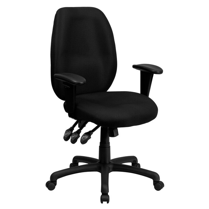 Rochelle High Back Fabric Multifunction Ergonomic Executive Swivel Office Chair with Adjustable Arms