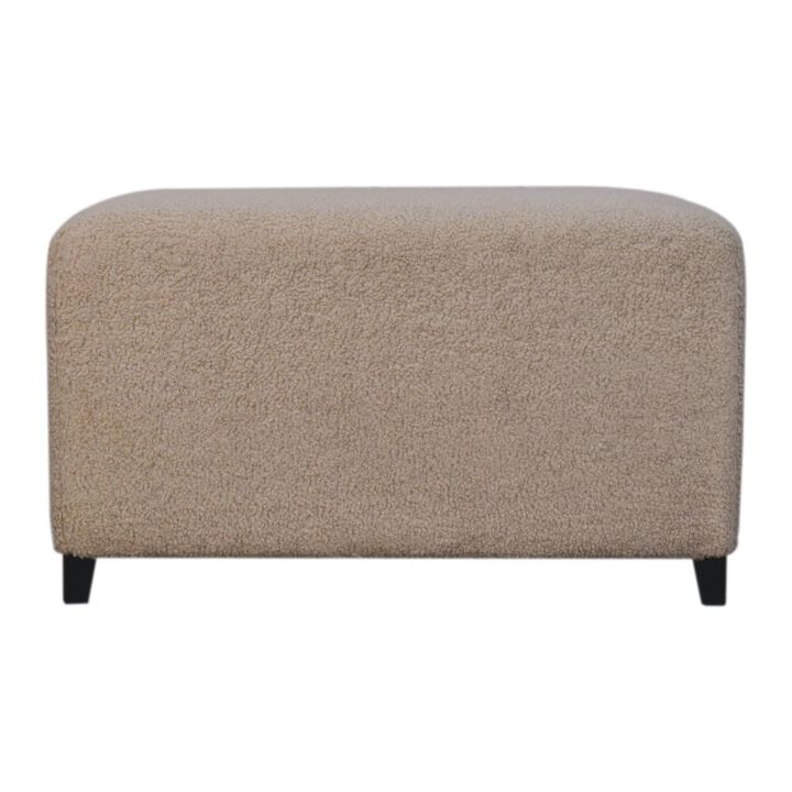 Artisan Furniture Solid Wood Bliss Cream Bouclé Ottoman