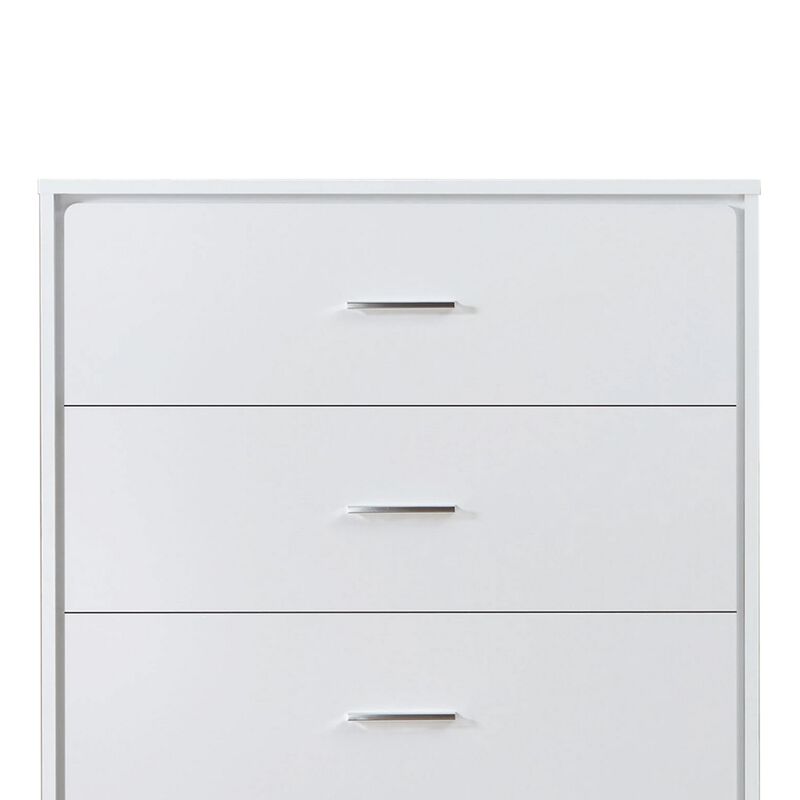 Contemporary Style Wooden Chest with Five Drawers, White-Benzara