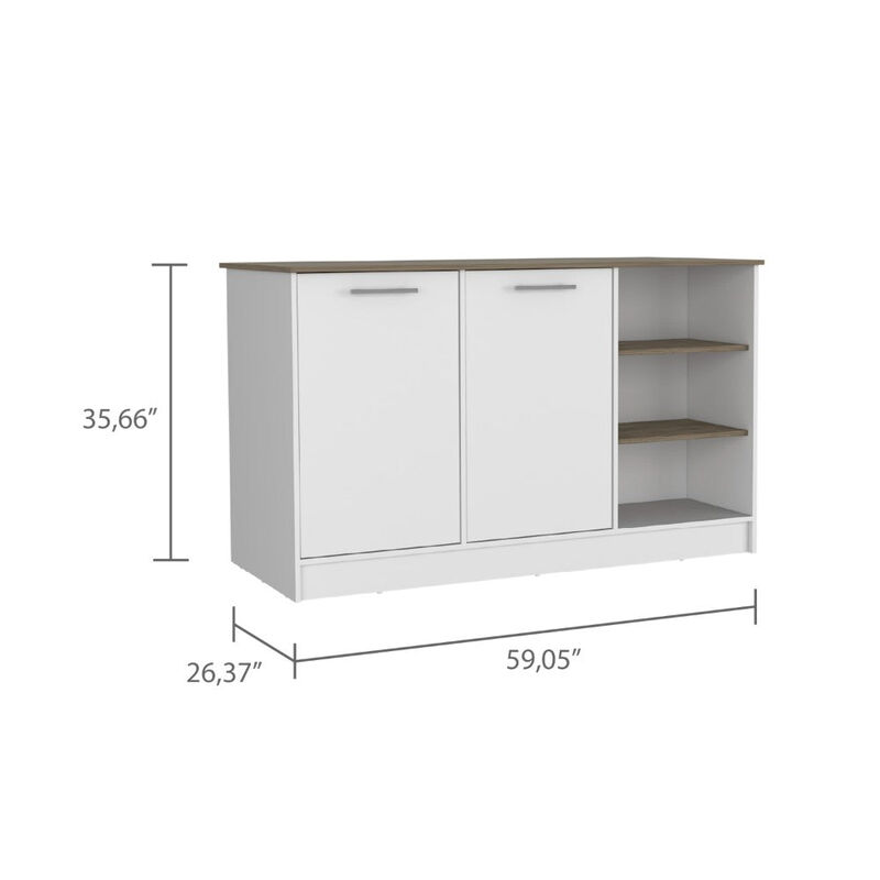 Kitchen Island Teramo, Kitchen, White / Dark Brown