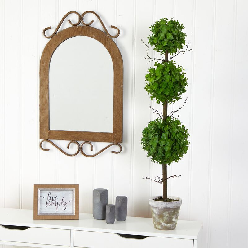 Hivvago 3 Feet Eucalyptus Triple Ball Topiary Artificial Tree