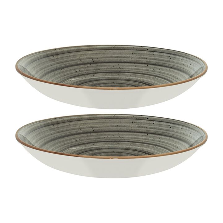 Space dia.10" h:2" 44 oz. Round Grey Porcelain Bowl (Set of 2)