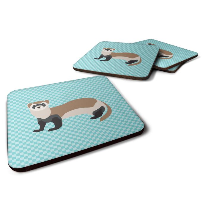 Caroline's Treasures Ferret Blue Check Decorative coasters, 3.5, Multicolor