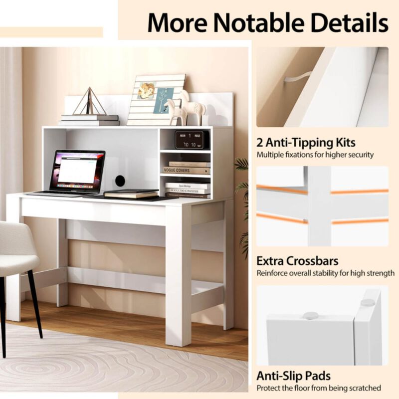 Hivvago 48 Inch Writing Computer Desk with Anti-Tipping Kits and Cable Management Hole