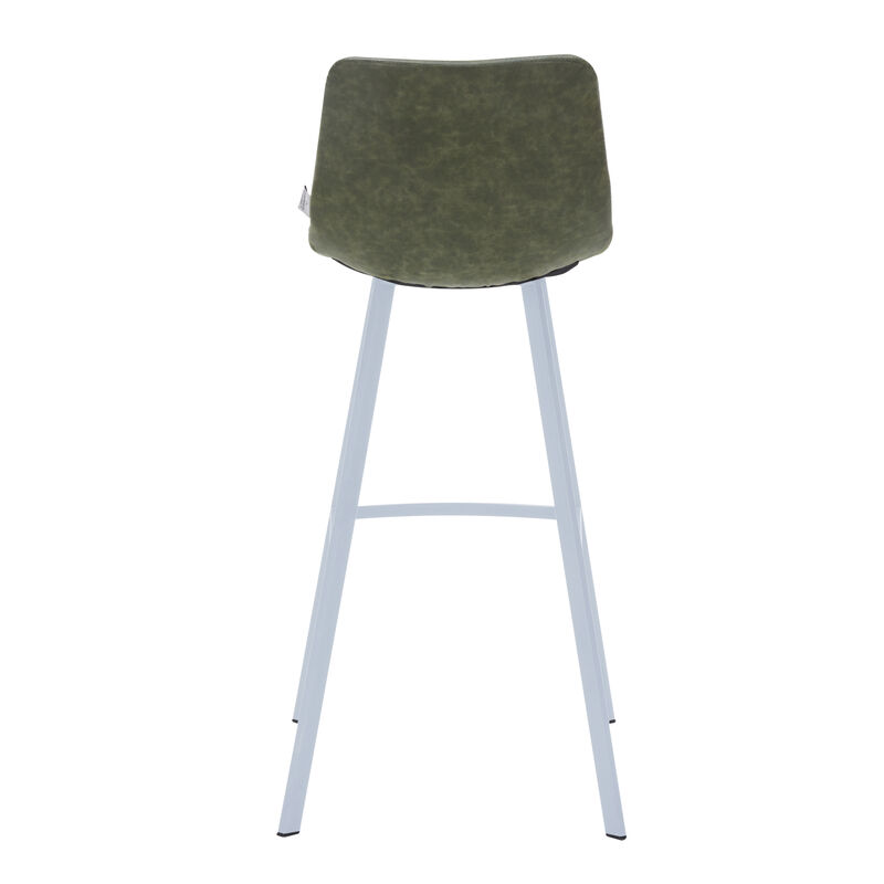 LeisureMod Elland Bar Stool – Modern White Base with Comfortable Padded Seat – Set of 2, Stylish and Durable