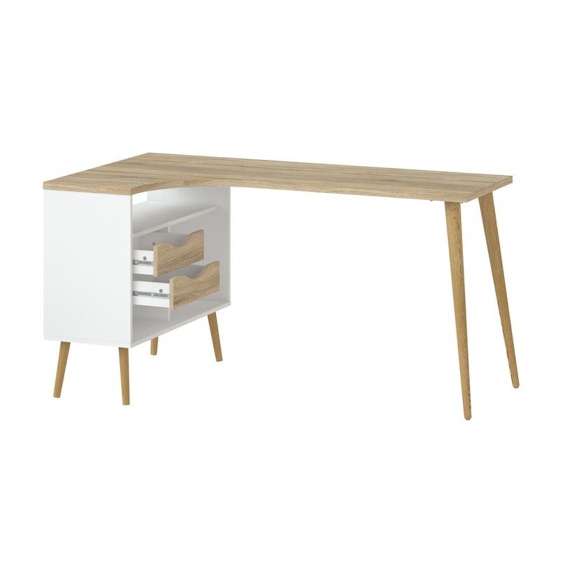 Tvilum Diana 2 Drawer, 3 Shelf Desk, White/Oak Structure