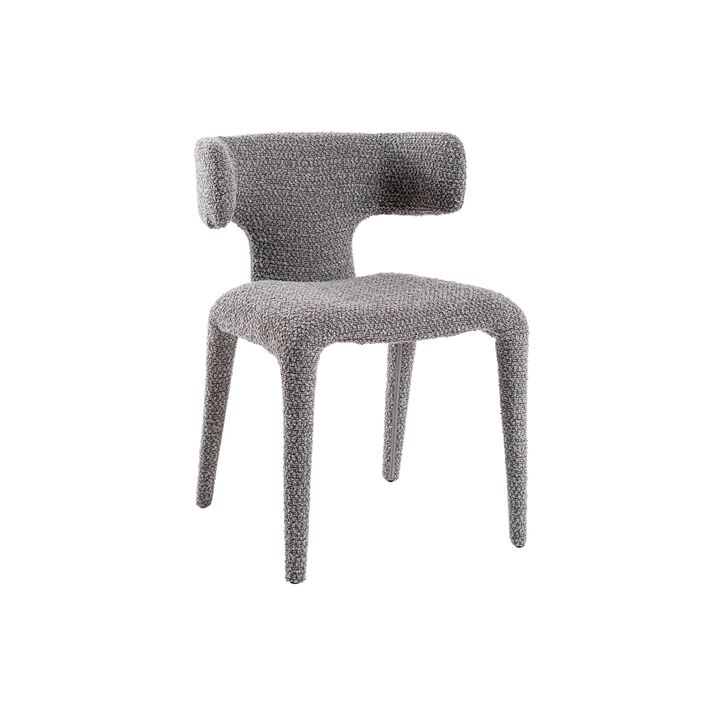Cid Eve 21 Inch Dining Chair, Curved Wingback, Gray Textured Polyester - Benzara