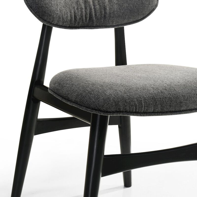 Omax Decor Joss Solid Wood Dining Chairs in Gray Fabric Upholstery (Set of 2)