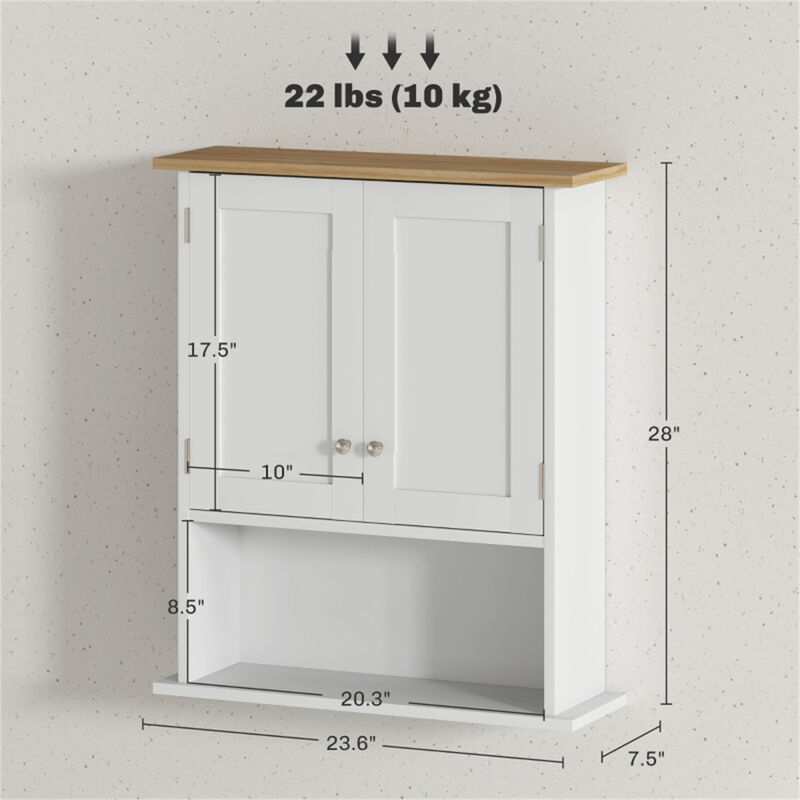 Wall Mounted Storage Cabinet with Doors, Bathroom & Kitchen Organizer