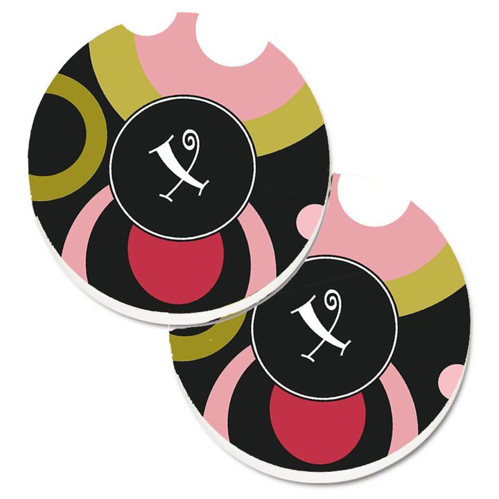 Caroline's Treasures Letter x Monogram - Retro In black Set of 2 Cup Holder Car Coasters AM1001-XCARC, 2.56, Multicolor