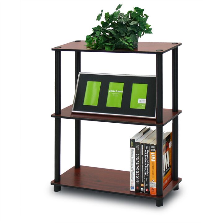 Furinno Turn-N-Tube 3-Tier Compact Multipurpose Shelf Display Rack, Dark Cherry