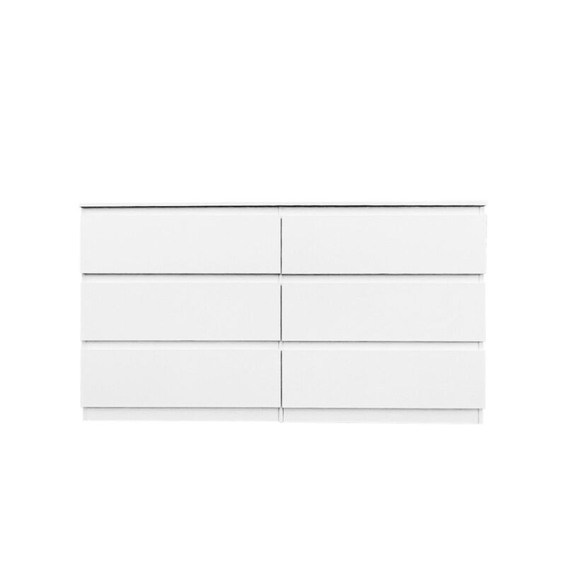 6 Drawer Double Dresser For Bedroom Living Room Hallway, White