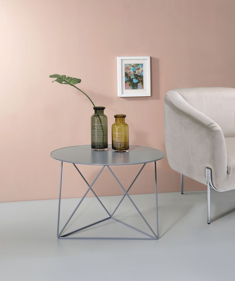 ACME Epidia Accent Table, Gray Finish