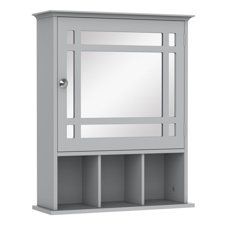Gray Wall Mounted Medicine Cabinet with Mirror