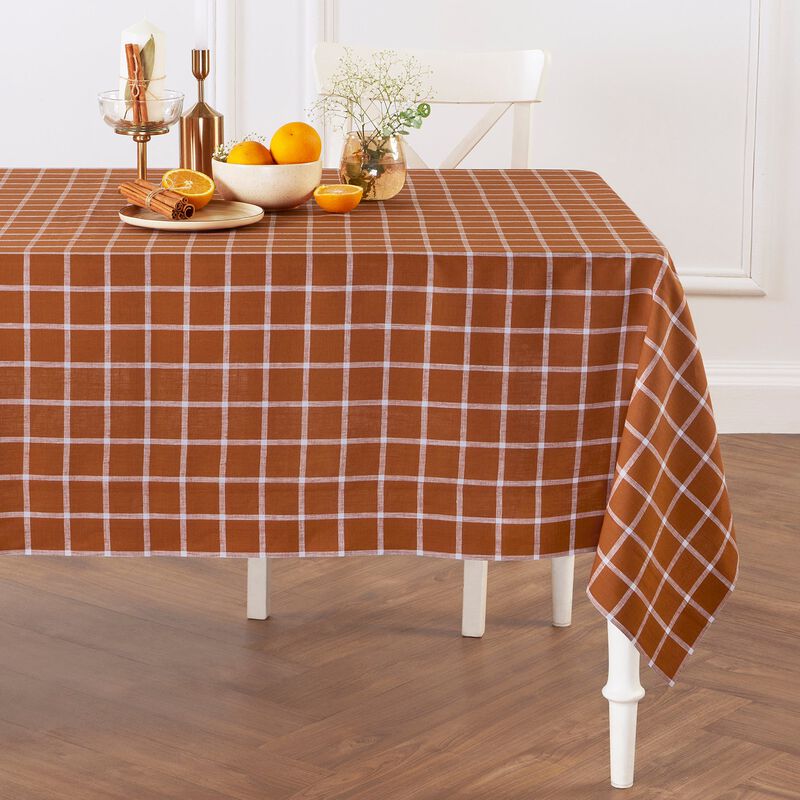 Solino Home 100% Pure Linen Tablecloth | Windowpane Stripe
