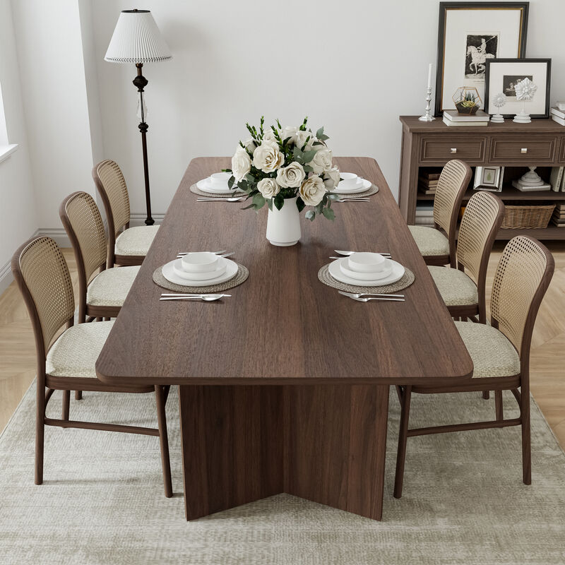 Brix 79V-Shaped Leg Square Wooden Dining Table in Walnut Color