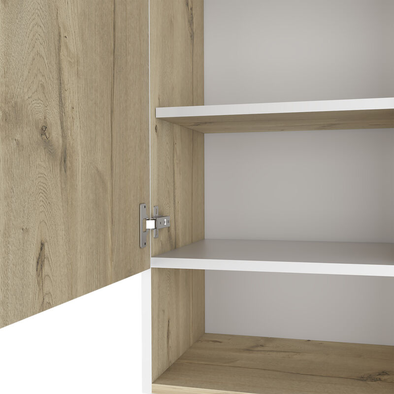 DEPOT E-SHOP Arya Medicine Single Door Cabinet, One Shelf, Two Interior Shelves, Light Oak / White