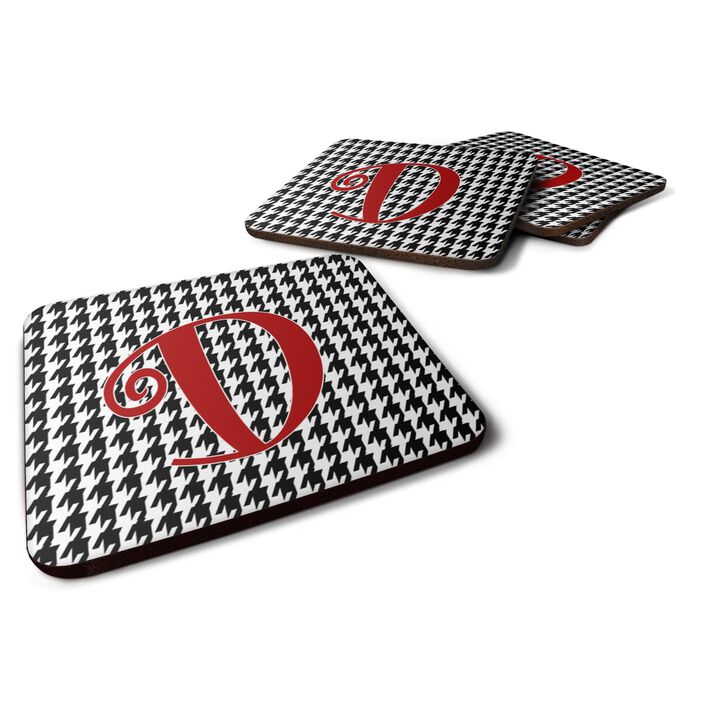 Caroline's Treasures CJ1035-DFC Monogram-Houndstooth Black Foam Coasters (Set of 4), Initial Letter D, 3.5 H x 3.5 W, Multicolor