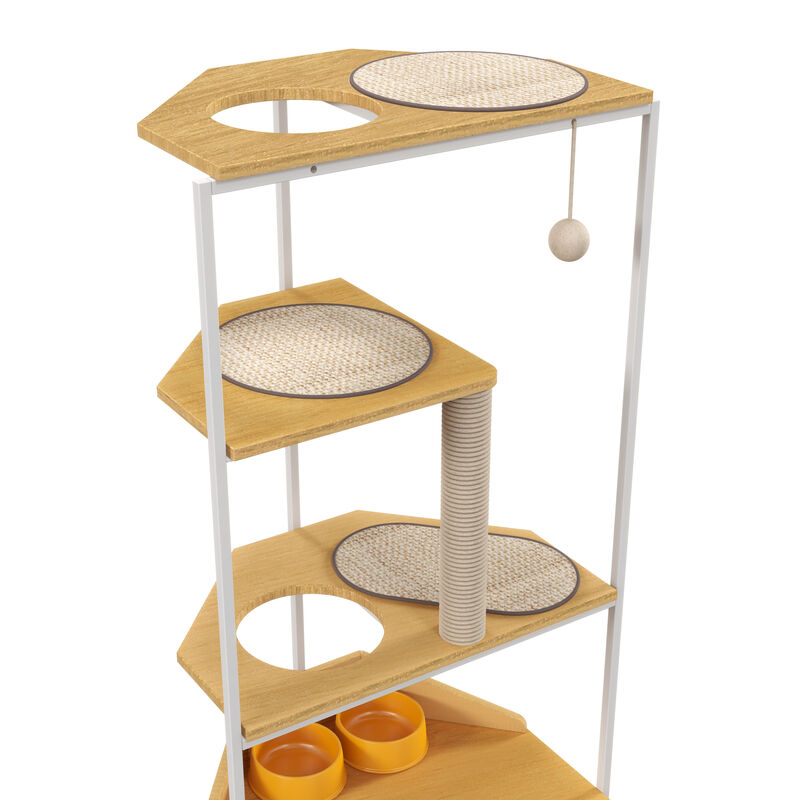 Corner Cat Tower with Scratching Posts, Perches, and Cozy Hideaways for Cats