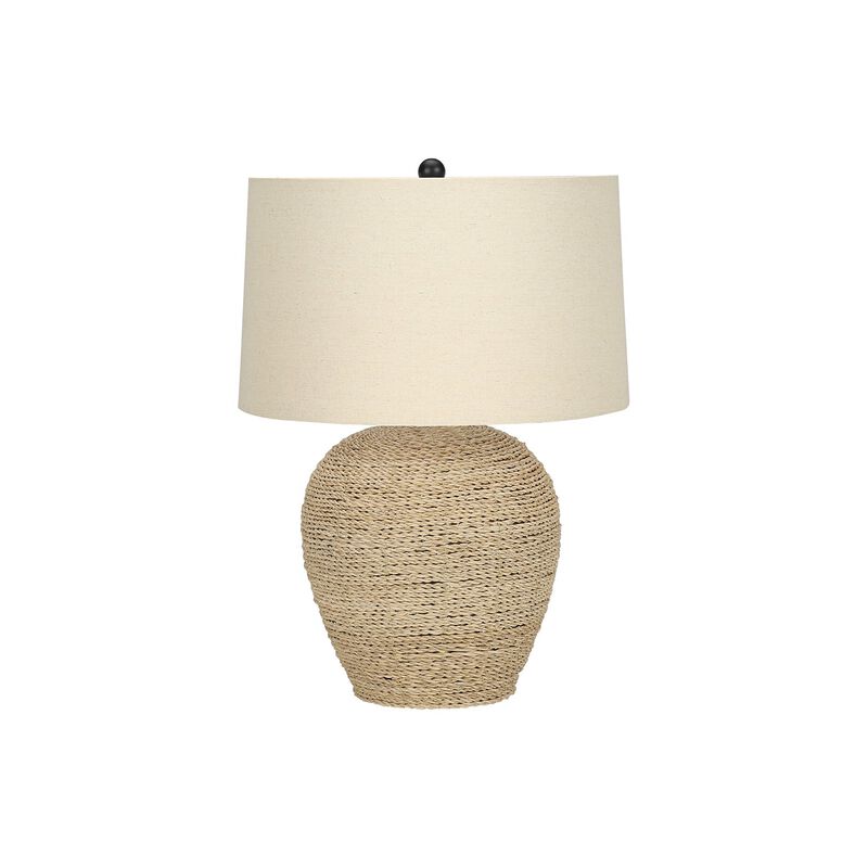 Monarch Specialties I 9713 - Lighting, 25"H, Table Lamp, Rattan, Beige Shade, Transitional