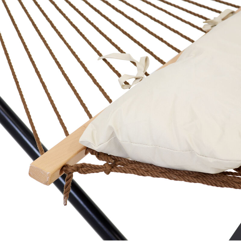 Sunnydaze 2-Person Polyester Rope Hammock with Steel Stand - Brown