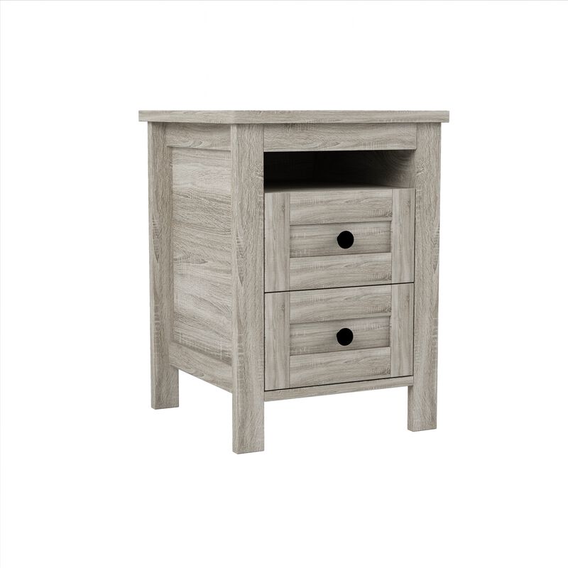 Merax 2-Drawer Farmhouse Wooden Nightstand
