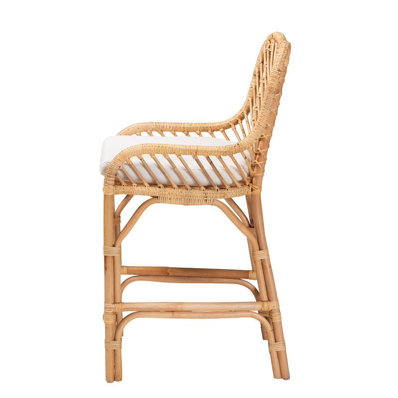 Bali & Pari Arween Modern Bohemian Natural Brown Rattan Counter Stool