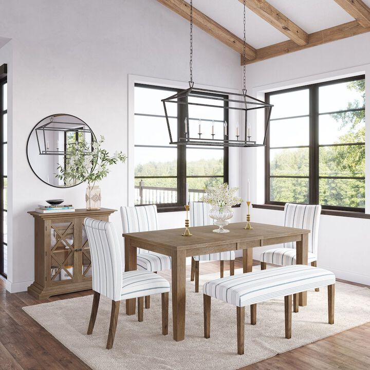 Jofran Eastern Tides Coastal Wire-Brushed Wood 46 Upholstered Dining Bench