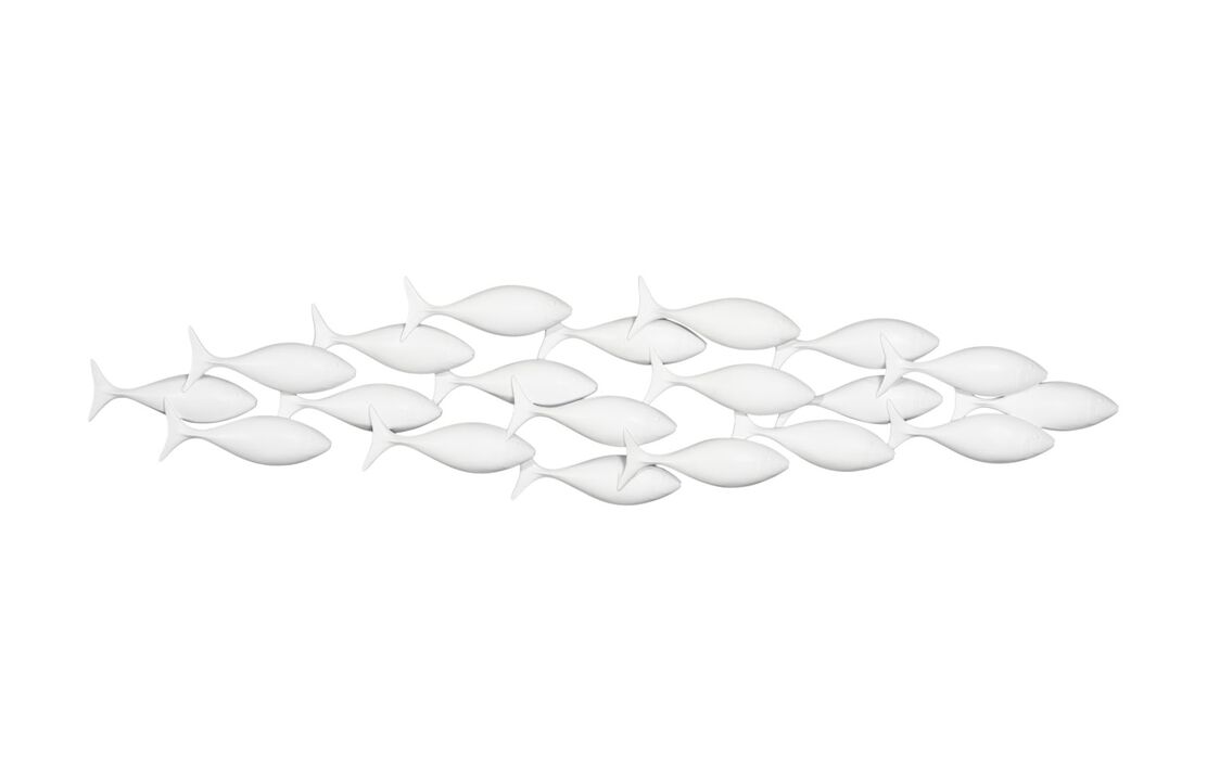 School of Fish Wall Art in Matte White