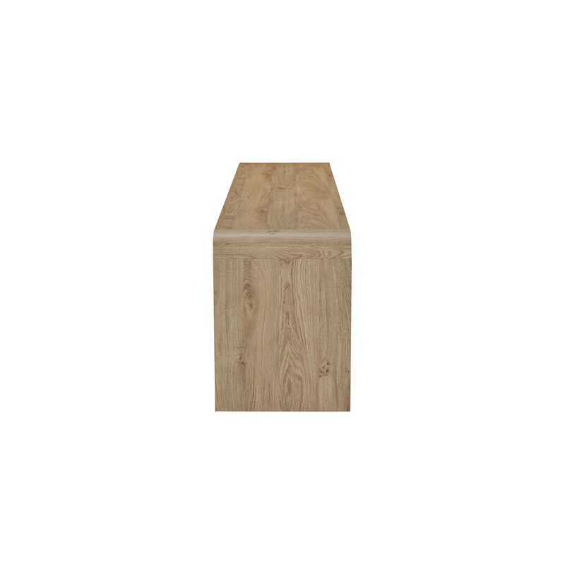 Maria TV Stand Media Cabinet, 2 Drawer and Shelves, Beige Wood 71 Inch - Benzara