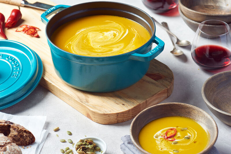 Staub Cast Iron Round Cocotte, Dutch Oven, 4-quart, serves 3-4, Made in France, White