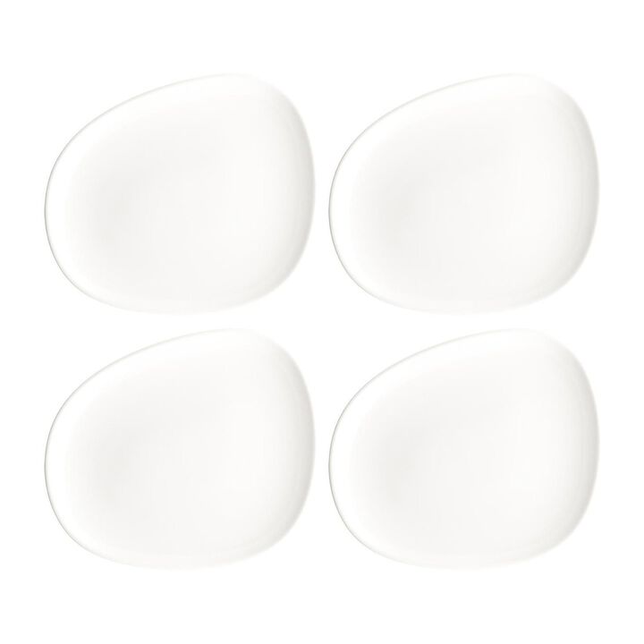 Vago 9.5" x 7.5" Organic Warm White Porcelain Plate (Set of 4)