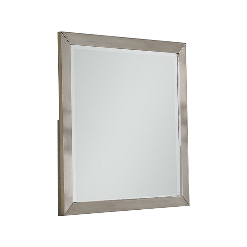 Bran 36 x 36 Modern Square Dresser Mirror, Pine Wood, Light Brown-Benzara