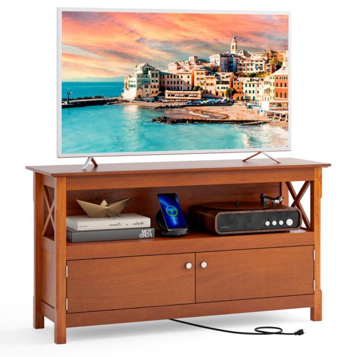 Hivvago 44 Inch Wooden Storage Cabinet TV Stand