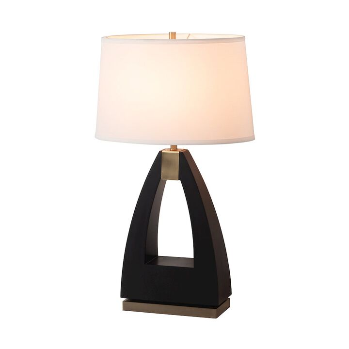 NOVA OF CALIFORNIA Trina Table Lamp - Ebony Wood Finish, Weathered Brass, White Linen Shade