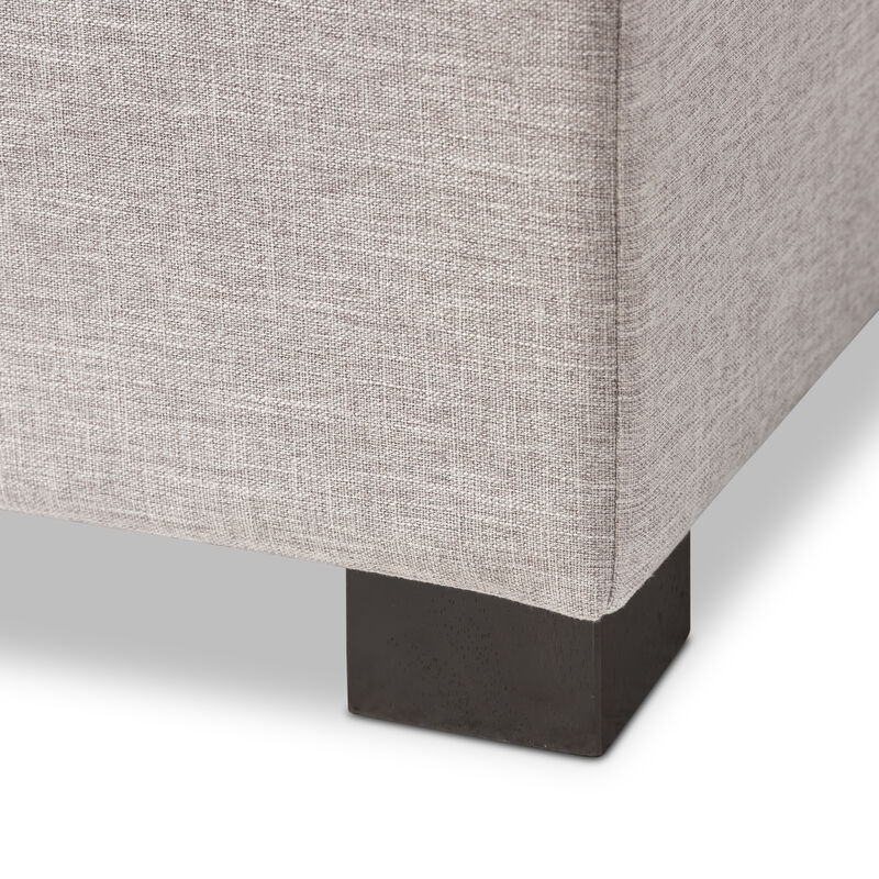 Baxton Studio Roanoke Modern Cream Fabric Upholstered Grid Tufting Storage Ottoman Bench