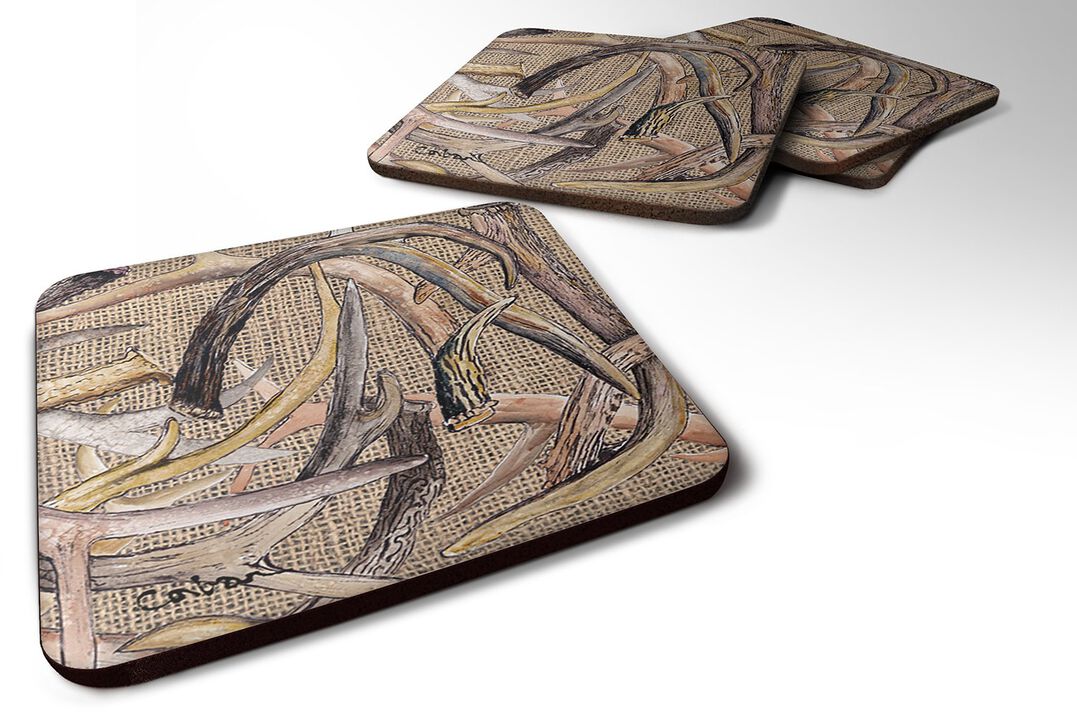 Caroline's Treasures 8732FC Deer Horns Foam Coasters (Set of 4), 3.5 H x 3.5 W, Multicolor
