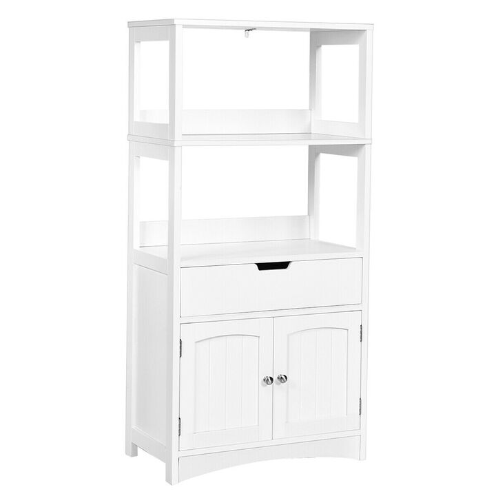 Costway Bathroom Storage Cabinet Floor Cabinet w/Drawer Shelf Cupboard Espresso