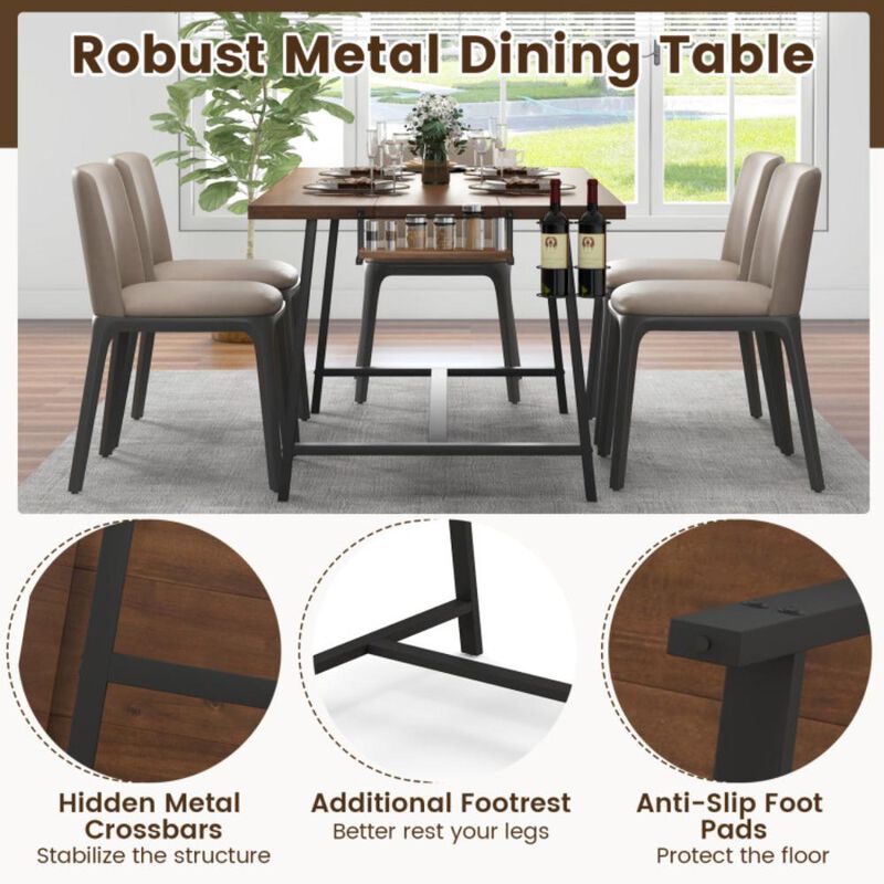 Hivvago 72 Inch Dining Table Rectangular Kitchen Table with 2-Bottle Wine Rack for 5-7