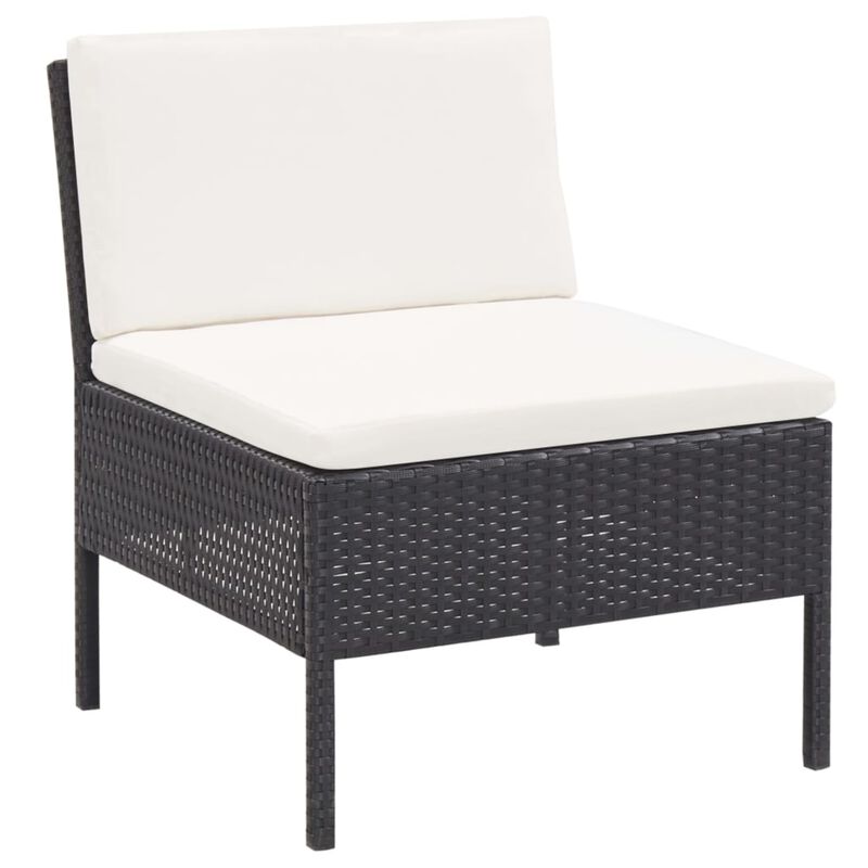 vidaXL 5 Piece Garden Sofa Set with Cushions Poly Rattan Black