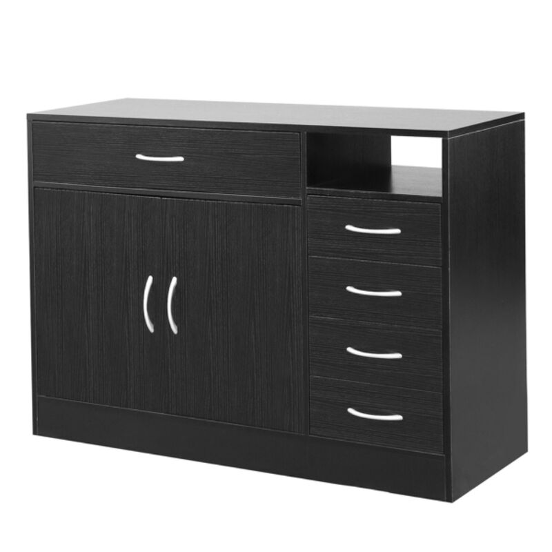 MDF With Triamine Double Doors And Five Drawers Bathroom Cabinet