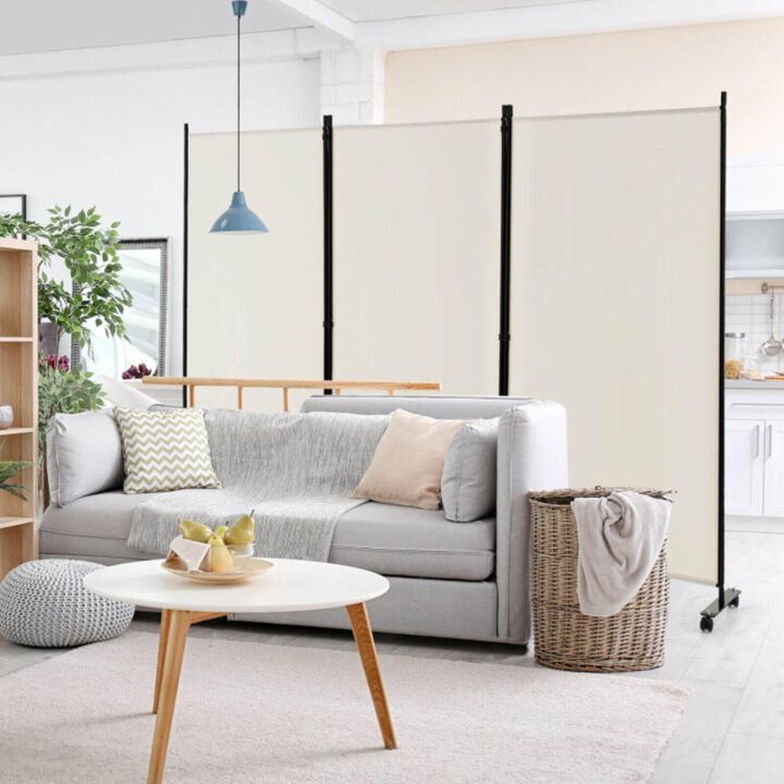 Hivvago 3 Panel Folding Room Divider with Lockable Wheels