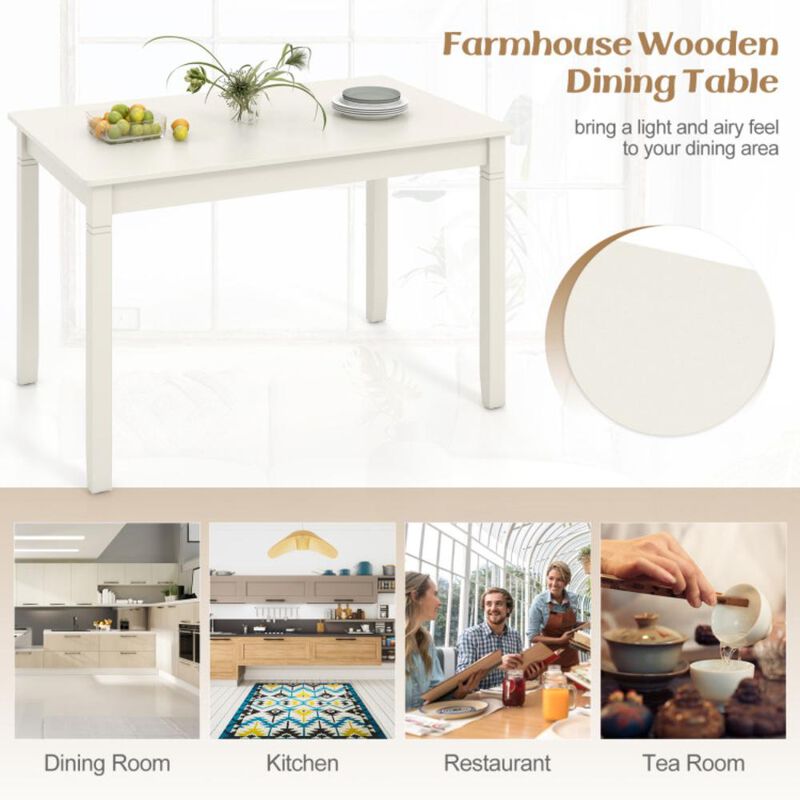 Hivvago 48-Inch Wooden Dining Table for 4 People Rectangular Kitchen Table with Rubber Wood Legs